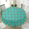 Banana And Monkey Pattern Print Waterproof Round Tablecloth