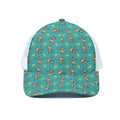Banana And Monkey Pattern Print White Mesh Trucker Hat