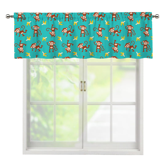 Banana And Monkey Pattern Print Window Valance