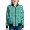 Banana And Monkey Pattern Print Women's Bomber Jacket