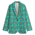Banana And Monkey Pattern Print Women's Cotton Blazer