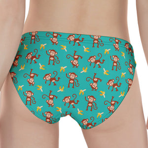 Banana And Monkey Pattern Print Women's Panties