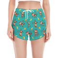 Banana And Monkey Pattern Print Women's Split Running Shorts