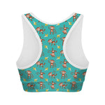 Banana And Monkey Pattern Print Women's Sports Bra