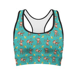 Banana And Monkey Pattern Print Women's Sports Bra