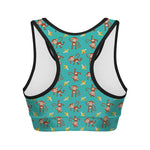Banana And Monkey Pattern Print Women's Sports Bra