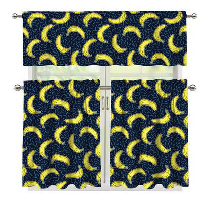 Banana Fruit Pattern Print 3 Piece Kitchen Curtains