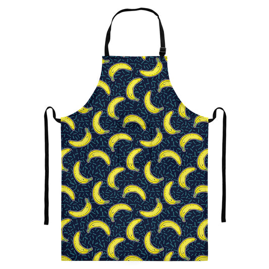 Banana Fruit Pattern Print Bib Apron With Pocket