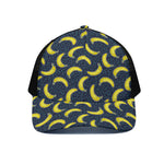 Banana Fruit Pattern Print Black Mesh Trucker Cap