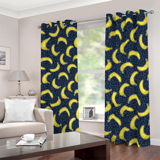 Banana Fruit Pattern Print Blackout Grommet Curtains