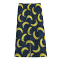 Banana Fruit Pattern Print Cotton Front Slit Maxi Skirt