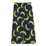 Banana Fruit Pattern Print Cotton Front Slit Maxi Skirt