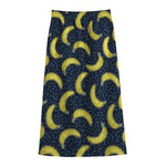 Banana Fruit Pattern Print Cotton Front Slit Maxi Skirt