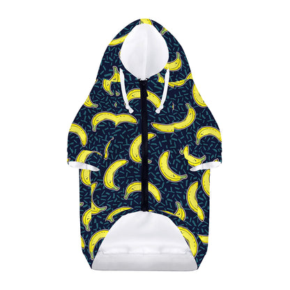 Banana Fruit Pattern Print Dog Zip Up Hoodie