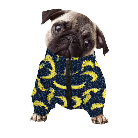 Banana Fruit Pattern Print Dog Zip Up Jacket