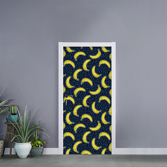 Banana Fruit Pattern Print Door Sticker