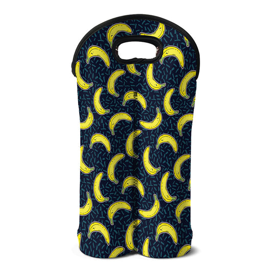 Banana Fruit Pattern Print Double Neoprene Wine Tote