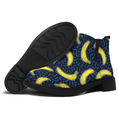 Banana Fruit Pattern Print Flat Ankle Boots