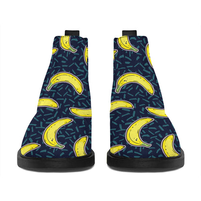 Banana Fruit Pattern Print Flat Ankle Boots
