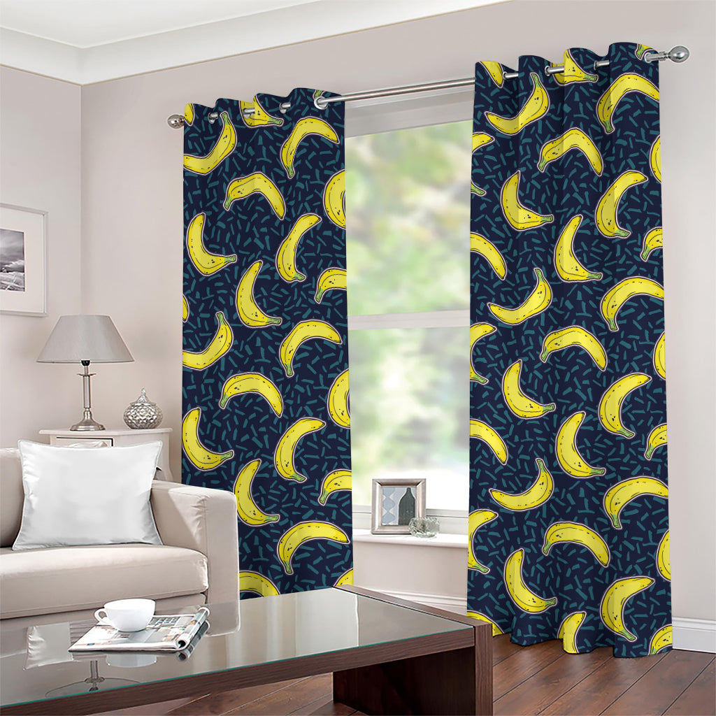Banana Fruit Pattern Print Grommet Curtains
