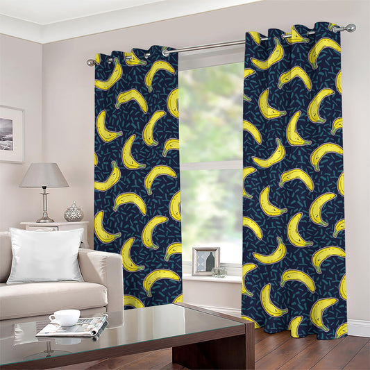 Banana Fruit Pattern Print Grommet Curtains