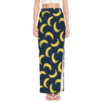 Banana Fruit Pattern Print High Slit Maxi Skirt