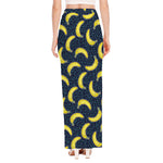 Banana Fruit Pattern Print High Slit Maxi Skirt