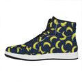 Banana Fruit Pattern Print High Top Leather Sneakers