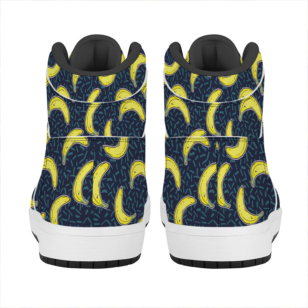 Banana Fruit Pattern Print High Top Leather Sneakers