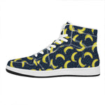 Banana Fruit Pattern Print High Top Leather Sneakers