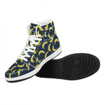 Banana Fruit Pattern Print High Top Leather Sneakers