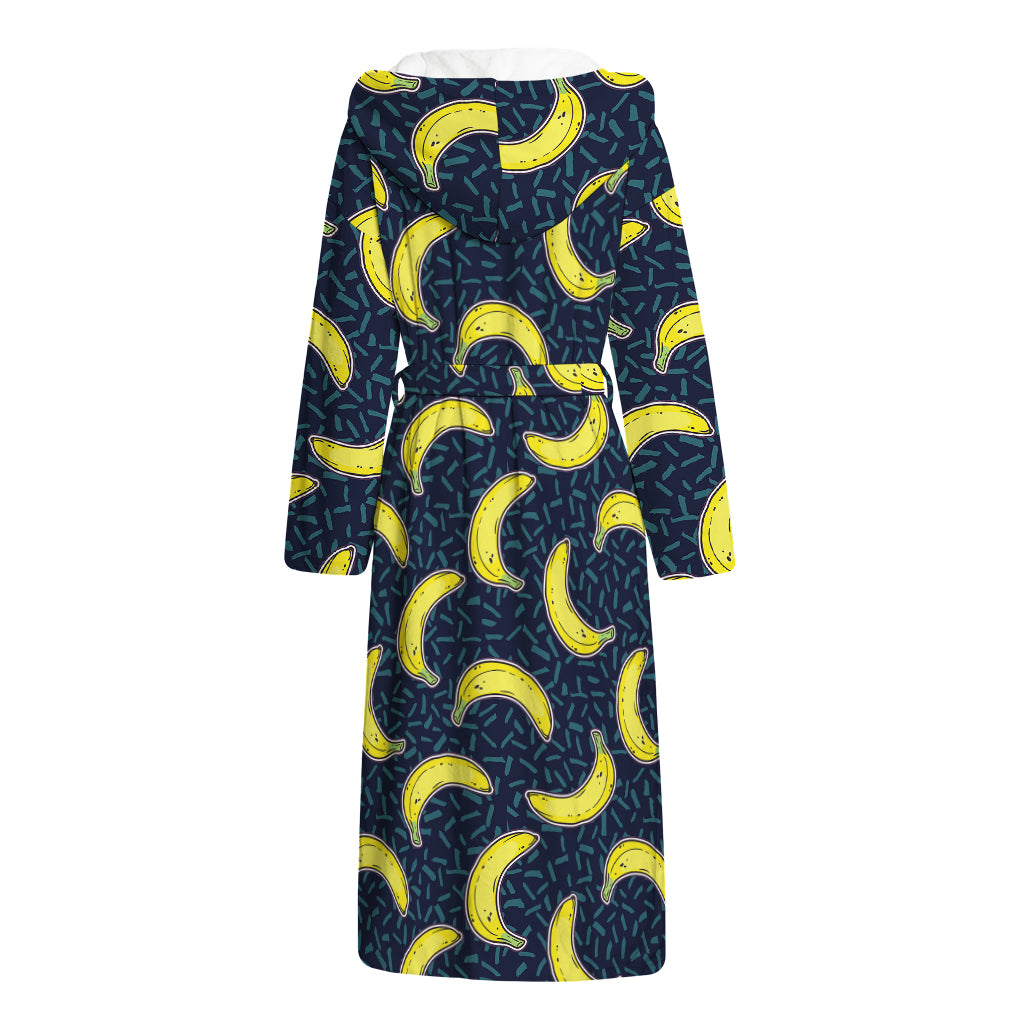 Banana Fruit Pattern Print Hooded Bathrobe