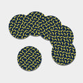 Banana Fruit Pattern Print Leather Coaster Set