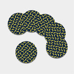 Banana Fruit Pattern Print Leather Coaster Set