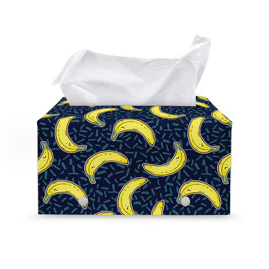 Banana Fruit Pattern Print Leather Tissue Box Cover