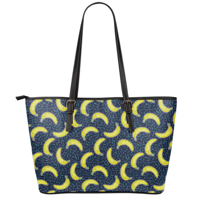 Banana Fruit Pattern Print Leather Tote Bag