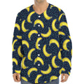 Banana Fruit Pattern Print Long Sleeve Baseball Jersey