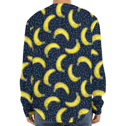 Banana Fruit Pattern Print Long Sleeve Baseball Jersey