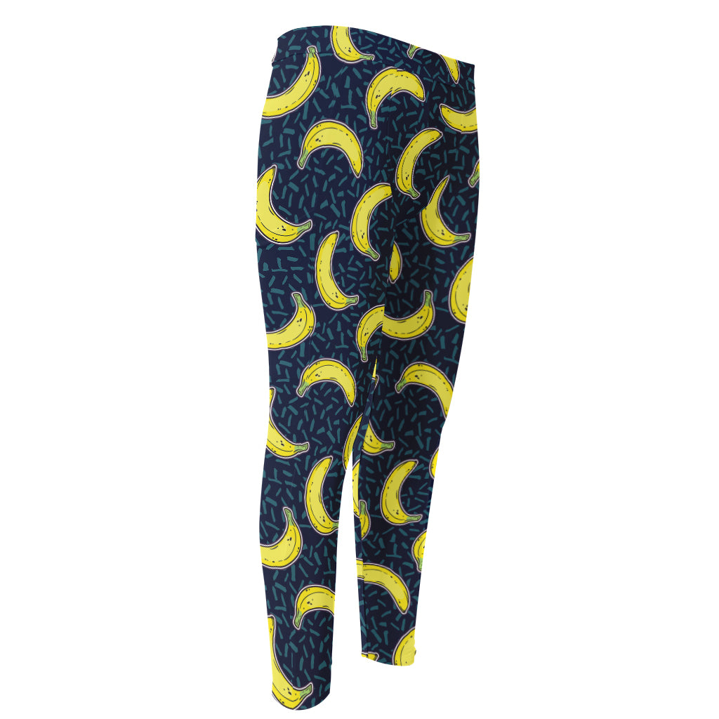 Banana Fruit Pattern Print Men's Compression Pants