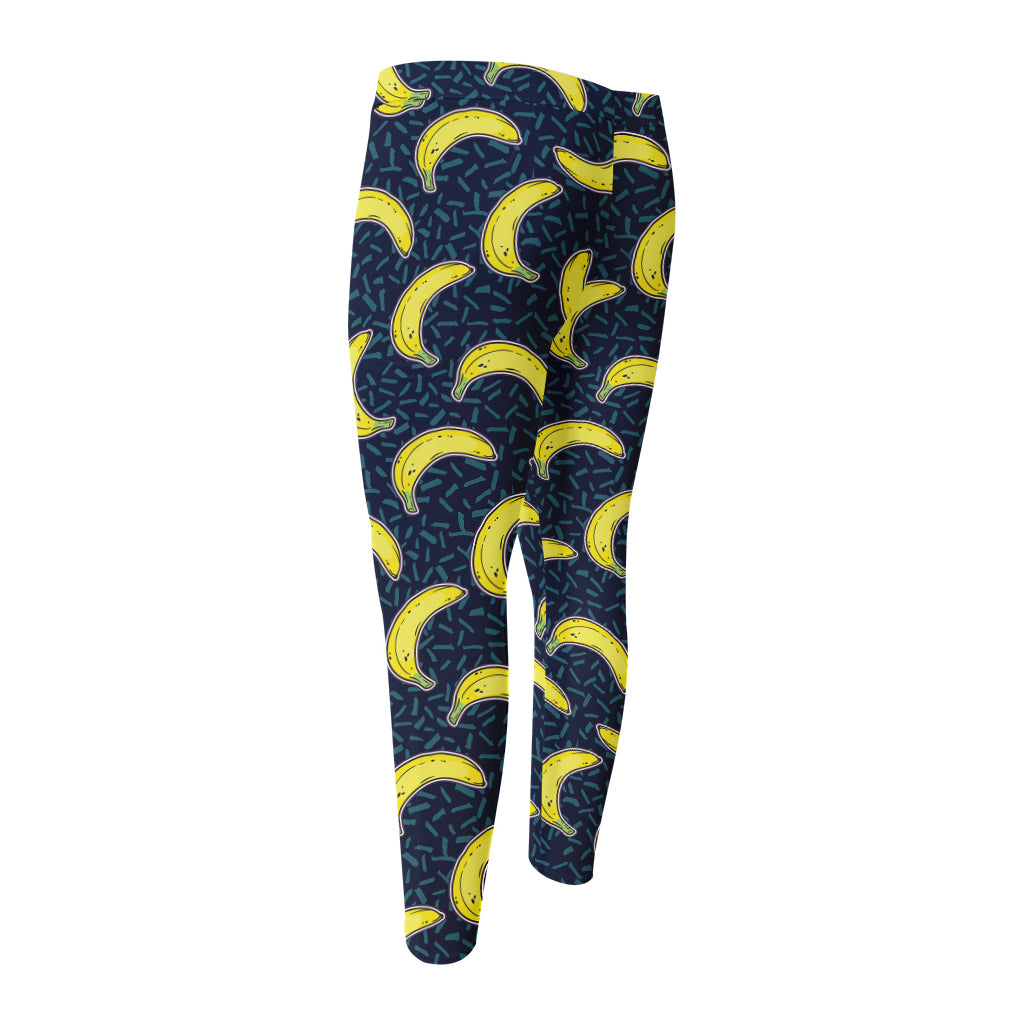 Banana Fruit Pattern Print Men's Compression Pants
