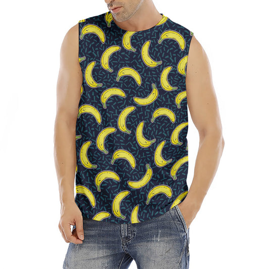 Banana Fruit Pattern Print Men's Fitness Tank Top