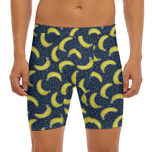 Banana Fruit Pattern Print Men's Long Boxer Briefs