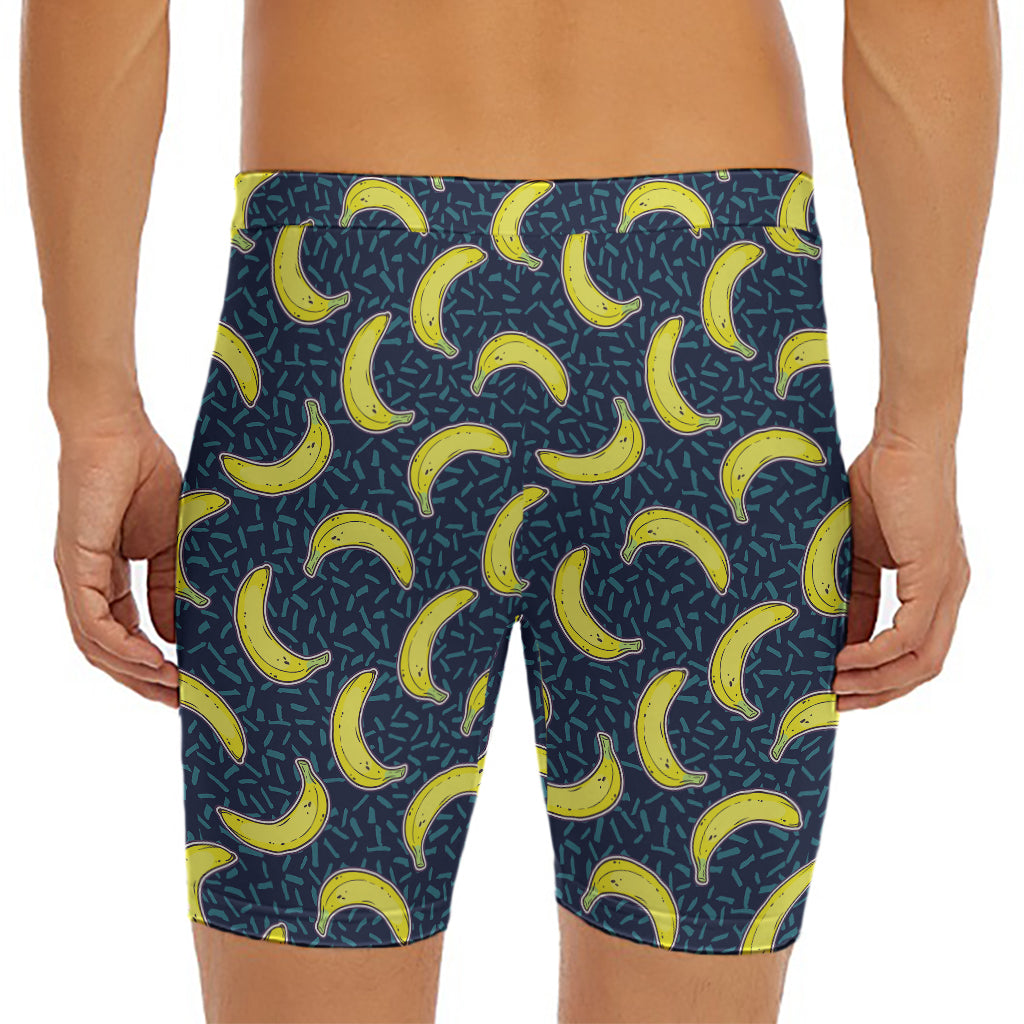 Banana Fruit Pattern Print Men's Long Boxer Briefs