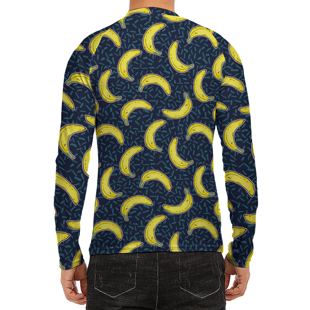 Banana Fruit Pattern Print Men's Long Sleeve Rash Guard