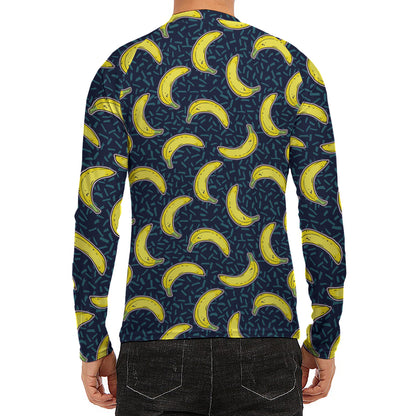 Banana Fruit Pattern Print Men's Long Sleeve Rash Guard