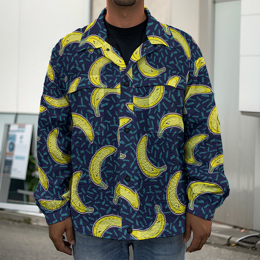 Banana Fruit Pattern Print Men's Shirt Jacket