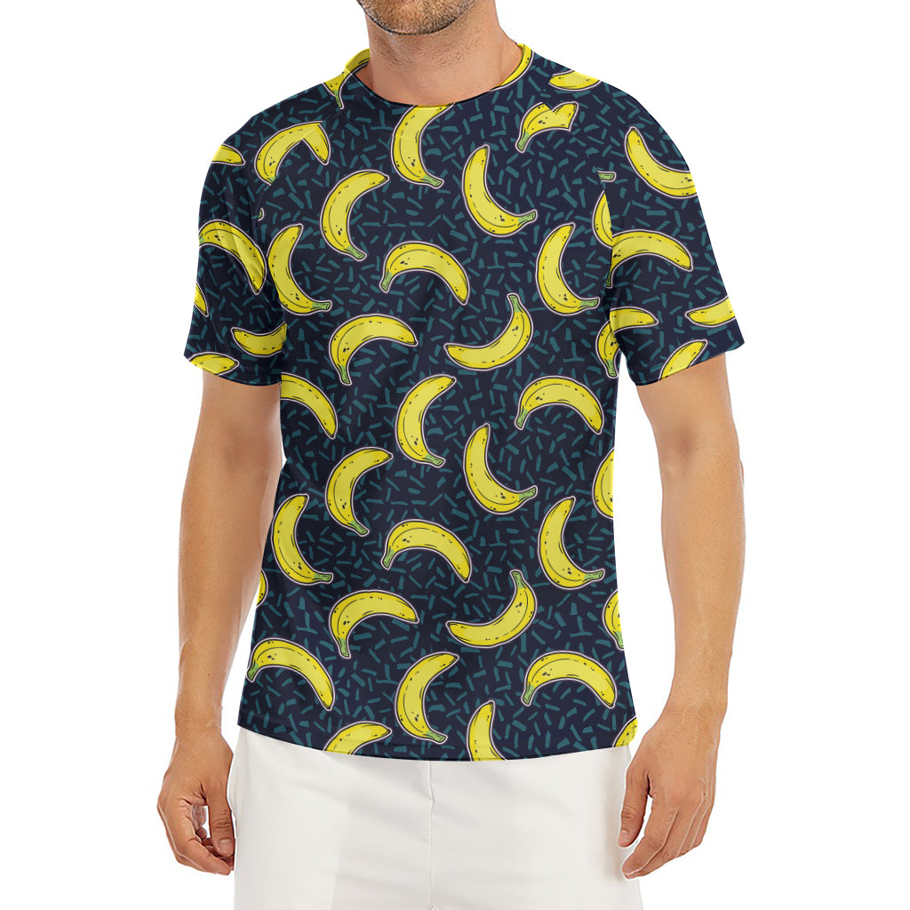 Banana Fruit Pattern Print Men's Short Sleeve Rash Guard