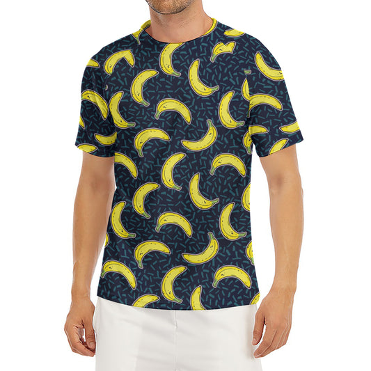 Banana Fruit Pattern Print Men's Short Sleeve Rash Guard