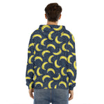 Banana Fruit Pattern Print Men's Velvet Pullover Hoodie