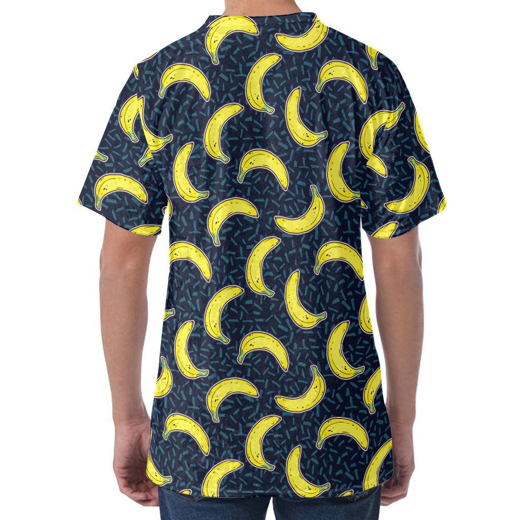 Banana Fruit Pattern Print Men's Velvet T-Shirt